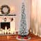 6.5ft. Pre-Lit Flocked Pine Pencil Artificial Tree, Warm White LED Lights